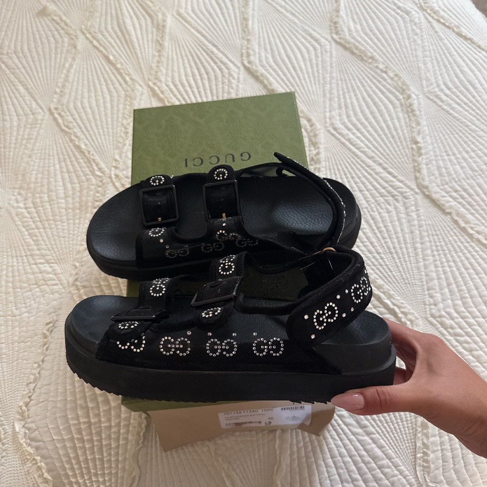 Gucci crystal dad sandals